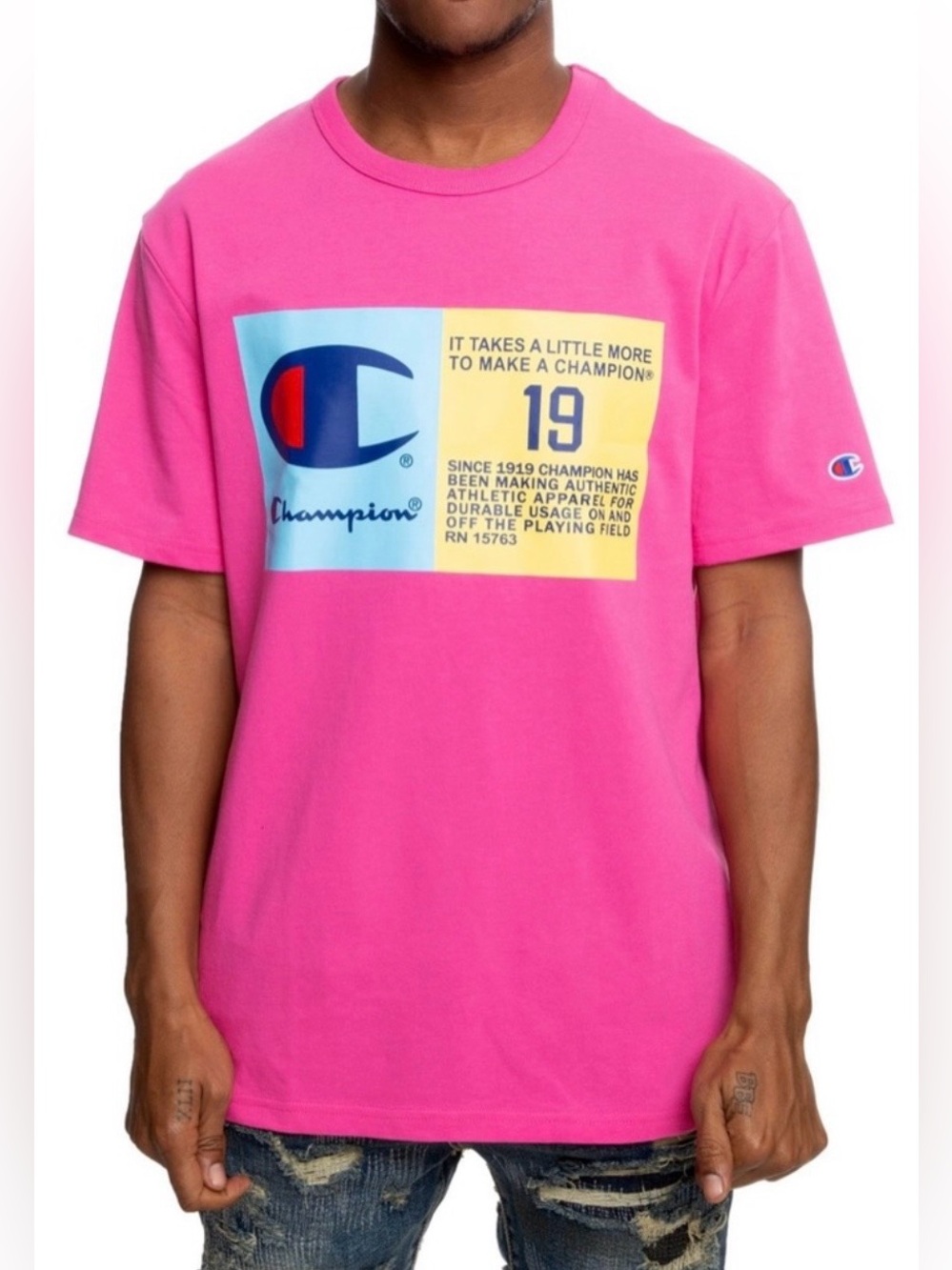 Champion Life Jocktag Heritage Tee Reef Pink Men’s Size Small Short Sleeve